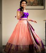 Peach Silk Zari Lehenga with Banarasi Silk Dupatta