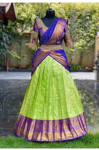 Green Silk Zari Lehenga with Banarasi Silk Dupatta