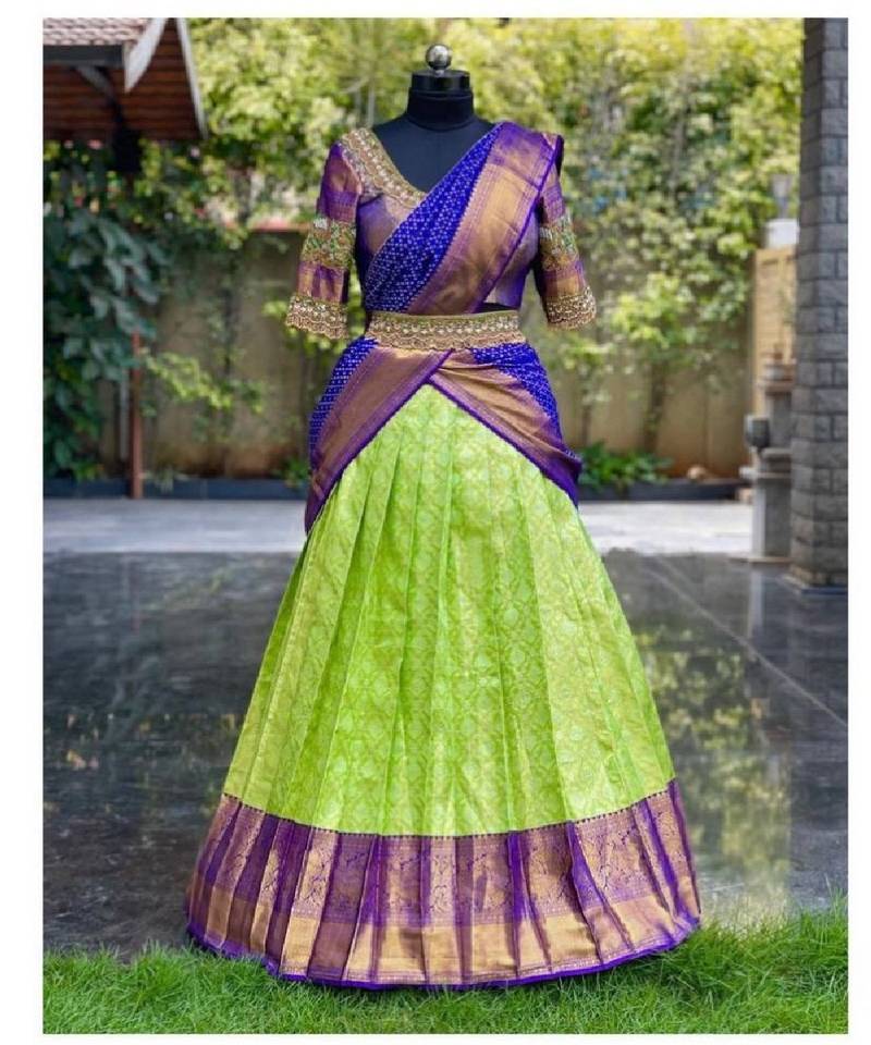 Green Silk Zari Lehenga with Banarasi Silk Dupatta