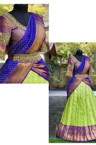 Green Silk Zari Lehenga with Banarasi Silk Dupatta