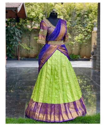 Green Silk Zari Lehenga with Banarasi Silk Dupatta 3