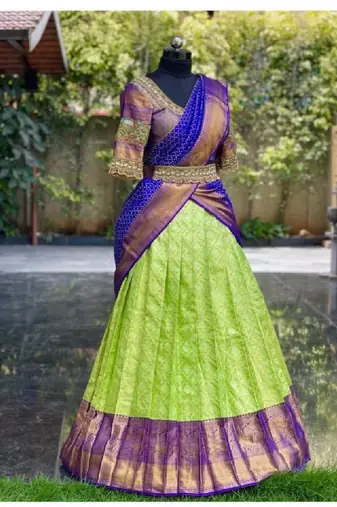 Green Silk Zari Lehenga with Banarasi Silk Dupatta