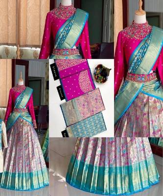 Blue Silk Zari Lehenga with Banarasi Silk Dupatta 1