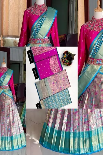 Blue Silk Zari Lehenga with Banarasi Silk Dupatta