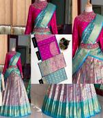 Blue Silk Zari Lehenga with Banarasi Silk Dupatta