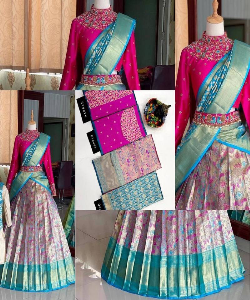Blue Silk Zari Lehenga with Banarasi Silk Dupatta