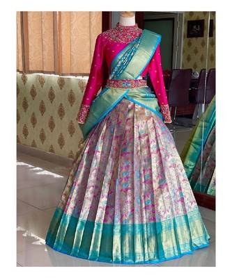 Blue Silk Zari Lehenga with Banarasi Silk Dupatta 2