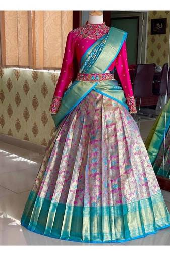 Blue Silk Zari Lehenga with Banarasi Silk Dupatta