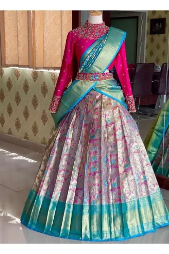 Blue Silk Zari Lehenga with Banarasi Silk Dupatta