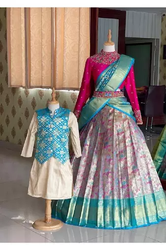 Blue Silk Zari Lehenga with Banarasi Silk Dupatta