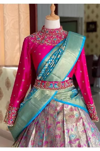 Blue Silk Zari Lehenga with Banarasi Silk Dupatta