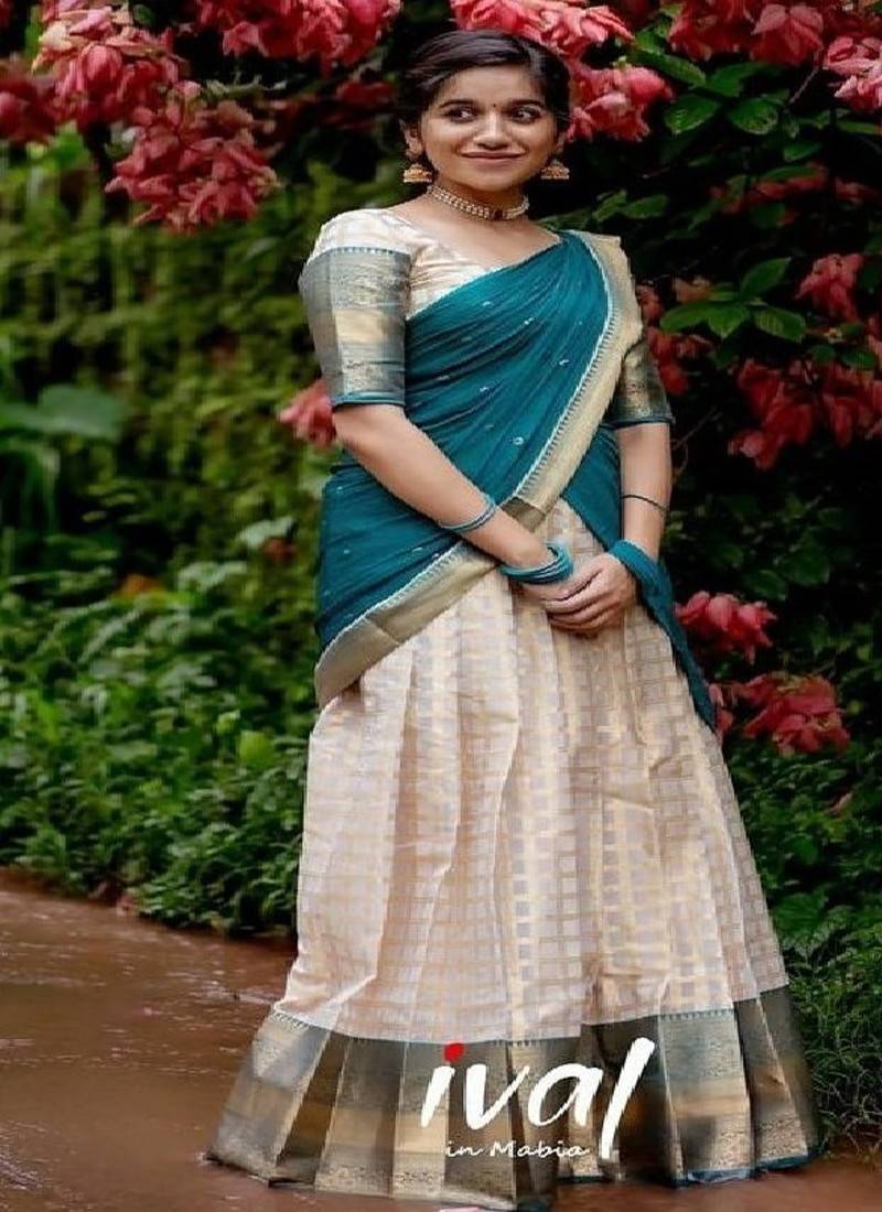 Silk Zari Lehenga with Blue Banarasi Silk Dupatta