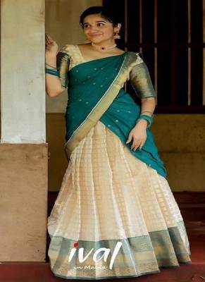 Silk Zari Lehenga with Blue Banarasi Silk Dupatta 4