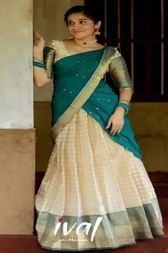 Silk Zari Lehenga with Blue Banarasi Silk Dupatta