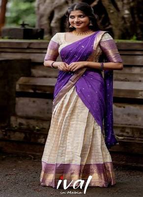 Silk Zari Lehenga with Purple Banarasi Silk Dupatta 1