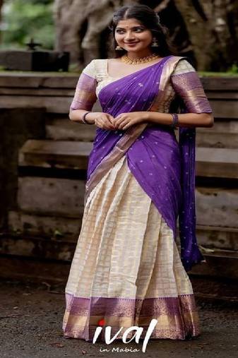 Silk Zari Lehenga with Purple Banarasi Silk Dupatta