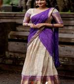 Silk Zari Lehenga with Purple Banarasi Silk Dupatta