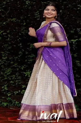 Silk Zari Lehenga with Purple Banarasi Silk Dupatta
