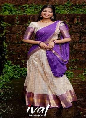Silk Zari Lehenga with Purple Banarasi Silk Dupatta 3