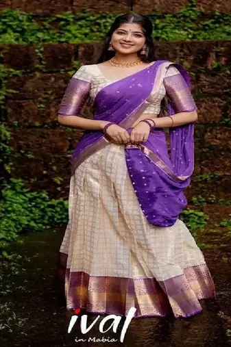 Silk Zari Lehenga with Purple Banarasi Silk Dupatta