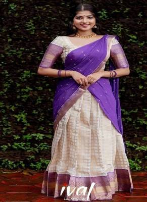 Silk Zari Lehenga with Purple Banarasi Silk Dupatta 4