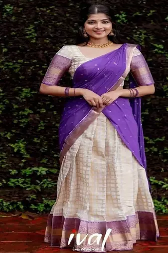 Silk Zari Lehenga with Purple Banarasi Silk Dupatta