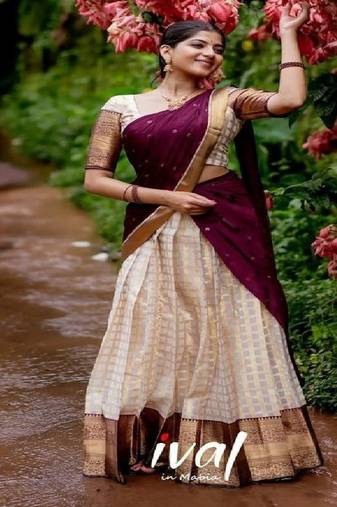 Silk Zari Lehenga with Wine Banarasi Silk Dupatta
