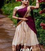 Silk Zari Lehenga with Wine Banarasi Silk Dupatta