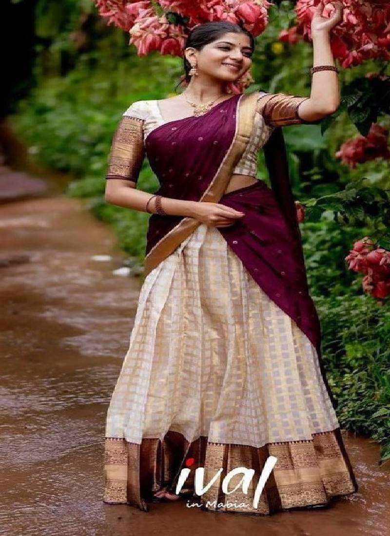 Silk Zari Lehenga with Wine Banarasi Silk Dupatta