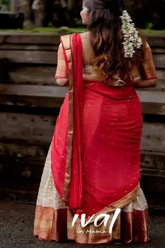 Silk Zari Lehenga with Red Banarasi Silk Dupatta