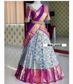 Blue Silk Zari Lehenga with Banarasi Silk Dupatta