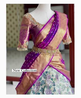 Blue Silk Zari Lehenga with Banarasi Silk Dupatta 3