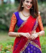 Purple Silk Zari Lehenga with Red Banarasi Silk Dupatta