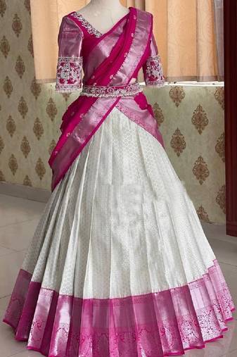 White Silk Zari Lehenga with Banarasi Silk Dupatta