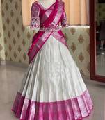 White Silk Zari Lehenga with Banarasi Silk Dupatta