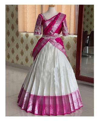 White Silk Zari Lehenga with Banarasi Silk Dupatta 3
