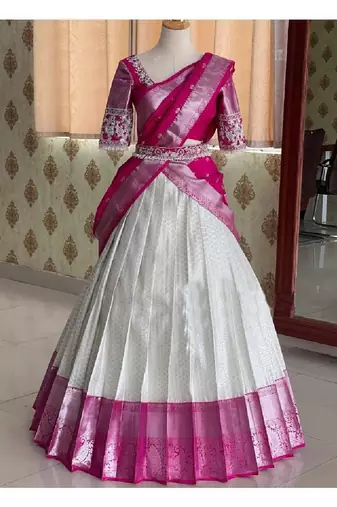 White Silk Zari Lehenga with Banarasi Silk Dupatta