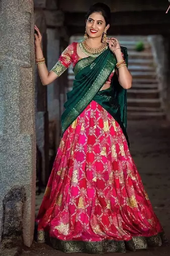 Pink Silk Zari Lehenga with Banarasi Silk Dupatta