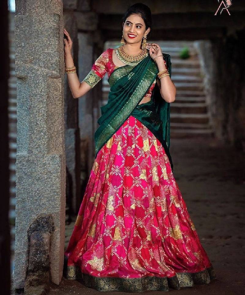 Pink Silk Zari Lehenga with Banarasi Silk Dupatta
