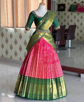 Pink Silk Zari Lehenga with Banarasi Silk Dupatta 1