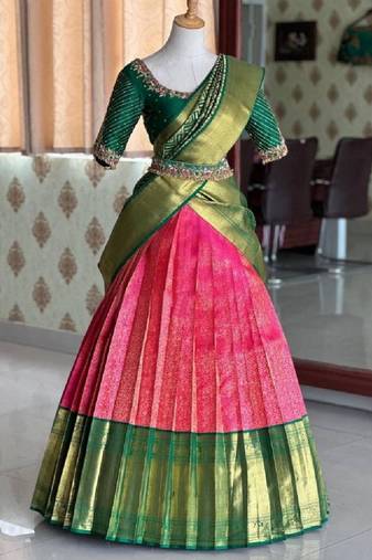 Pink Silk Zari Lehenga with Banarasi Silk Dupatta