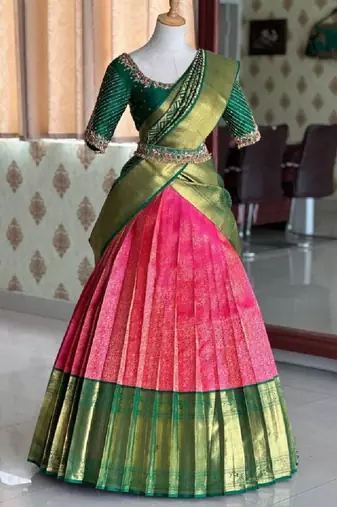 Pink Silk Zari Lehenga with Banarasi Silk Dupatta