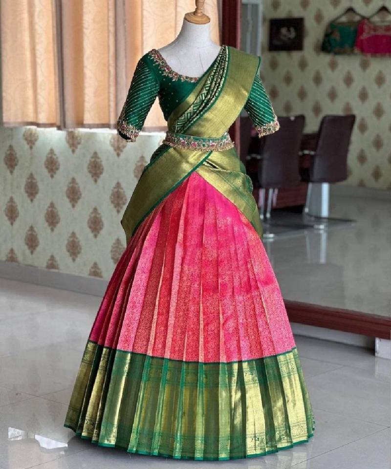 Pink Silk Zari Lehenga with Banarasi Silk Dupatta