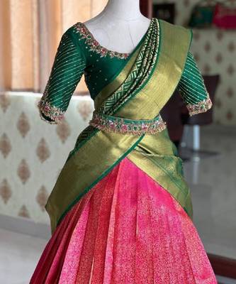 Pink Silk Zari Lehenga with Banarasi Silk Dupatta 2