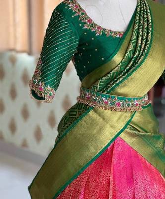 Pink Silk Zari Lehenga with Banarasi Silk Dupatta 3