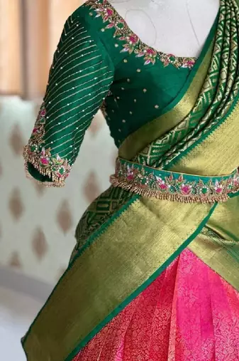 Pink Silk Zari Lehenga with Banarasi Silk Dupatta