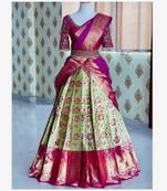 Lime Silk Zari Lehenga with Banarasi Silk blend Dupatta