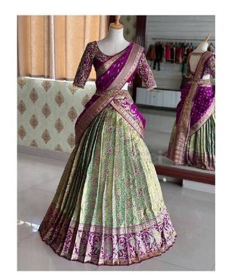 Lime Silk Zari Lehenga with Banarasi Silk Dupatta 1