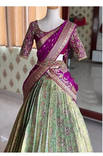 Lime Silk Zari Lehenga with Banarasi Silk Dupatta