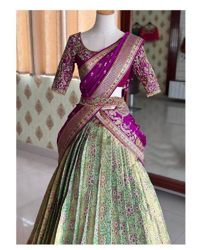 Lime Silk Zari Lehenga with Banarasi Silk Dupatta